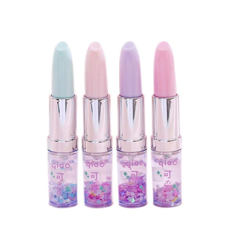 Funny live 4 Pcs Cute Sequins Drift Gel Ink Rollerball Pens Simulation Lipstick Ballpoint Pens, Funny Signature Pen Gift Pen, 0.7mm Black Ink - Image 1